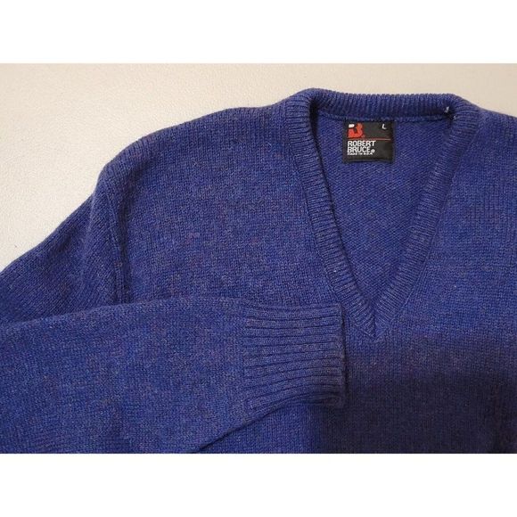 VTG ROBERT BRUCE MEN'S BLUE SWEATER 100% WOOL MADE IN USA SIZE L #893 - Picture 6 of 6